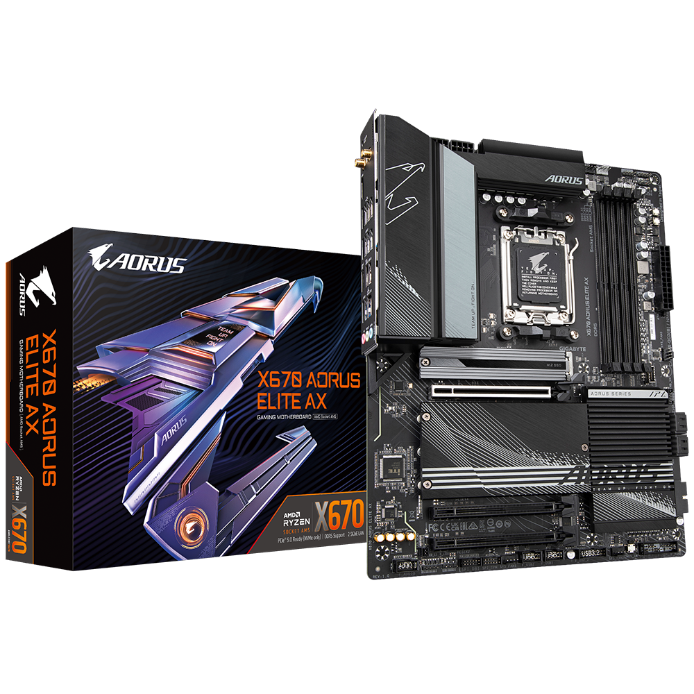 The GIGABYTE X670 AORUS ELITE AX motherboard is engineered for AMD CPUs, particularly those using the AM5 socket, and was released in September 2022.