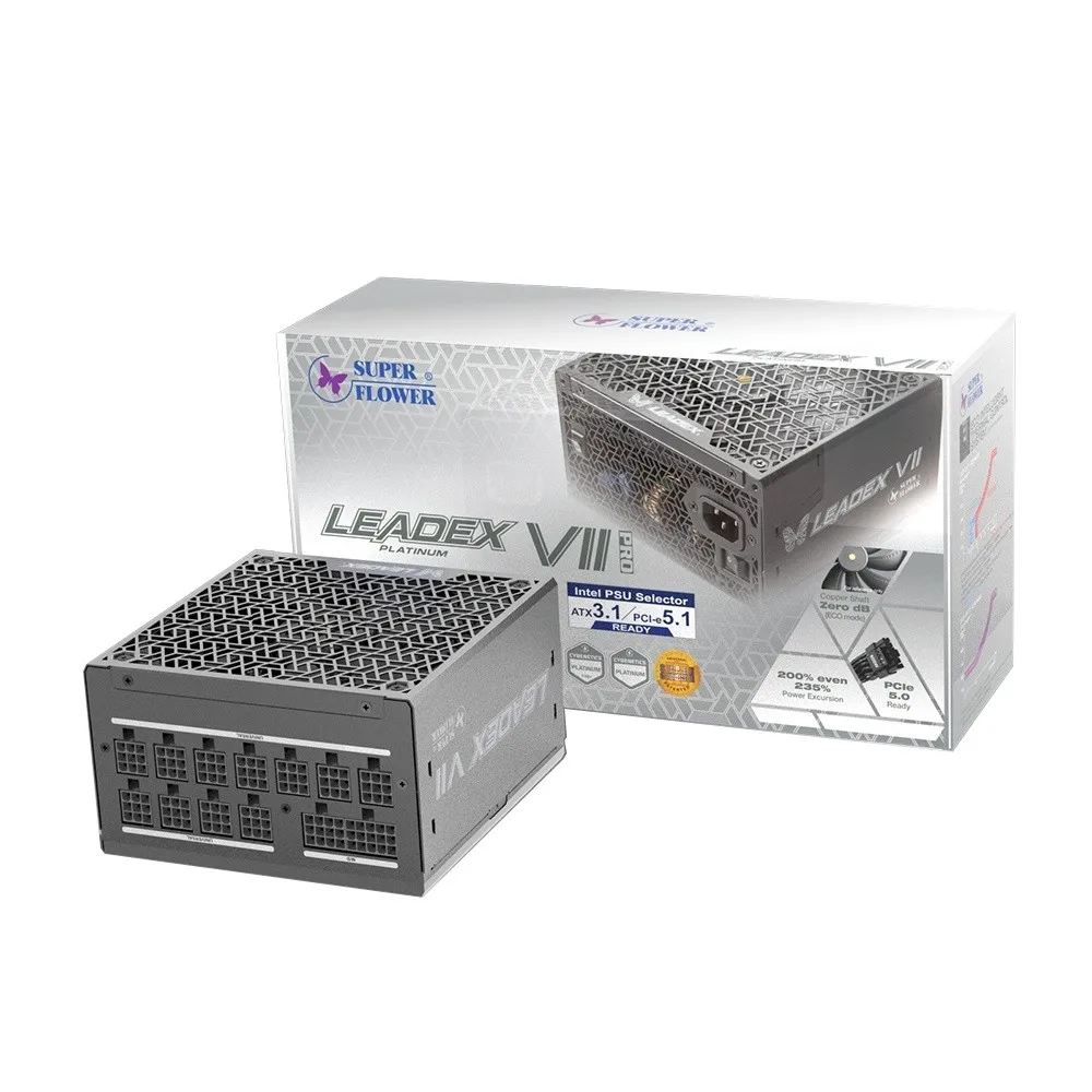 The SuperFlower SF-1200F14XP LEADEX VII PRO PLATINUM ATX 3.1 is a top-tier power supply unit (PSU) designed to provide reliable and efficient power fo