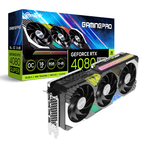 The EMTEK GeForce RTX 4080 SUPER GAMING PRO OC D6X 16GB is a high-performance graphics card designed for gaming enthusiasts and content creators who d